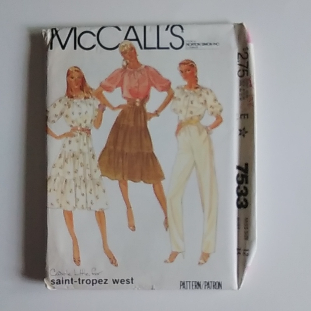 McCall's #7533 SZ 12 Carole Little for Saint-Tropez West 1981 Pattern